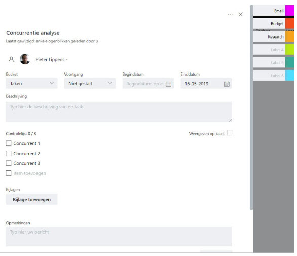 Planner taak maken