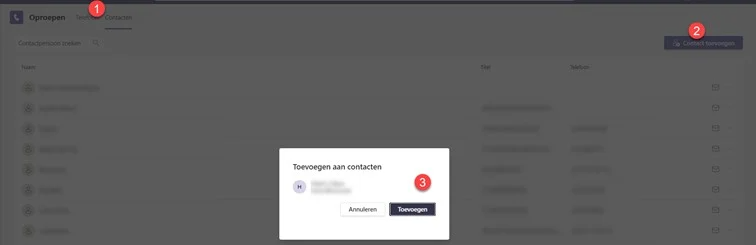 Teams bellen externe contact 1